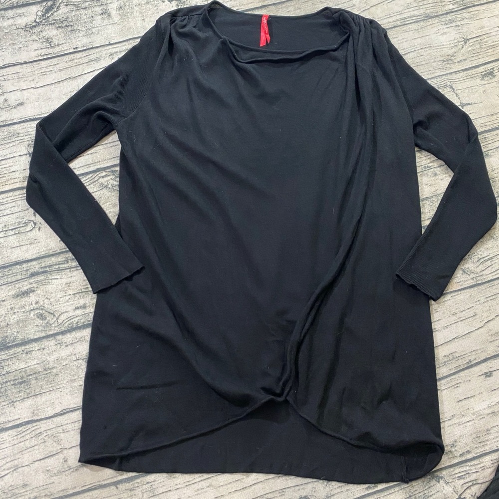 Ruby Ribbon M Faux Wrap Dolman Sleeve Blouse Oversized Black Top 1726